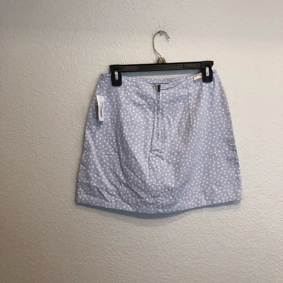 🆕 NWT billabong blue and white polka dot high waisted jean skirt