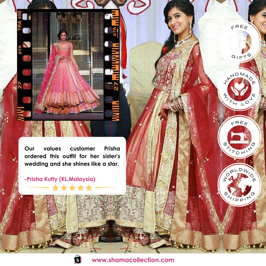 1002 Nargis Fakhri's pink anarkali lehenga Outfit Sets