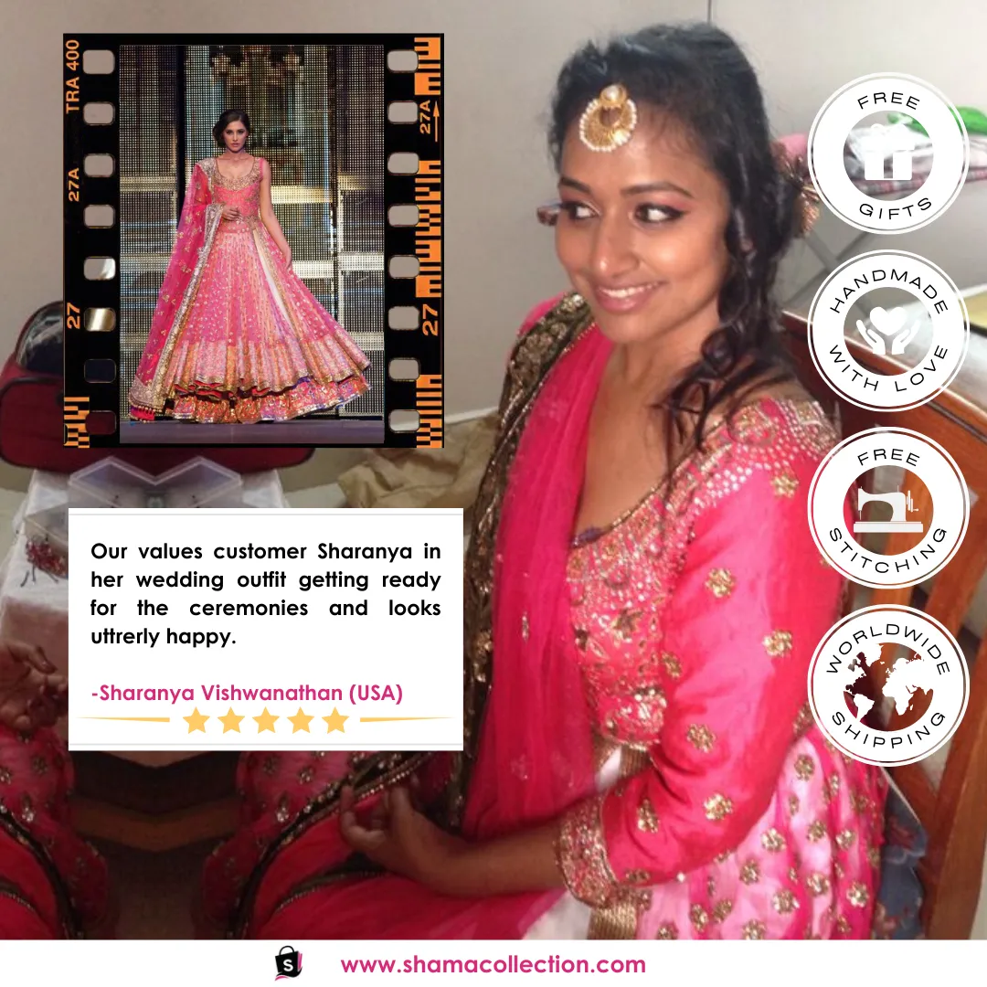 1002 Nargis Fakhri's pink anarkali lehenga Outfit Sets