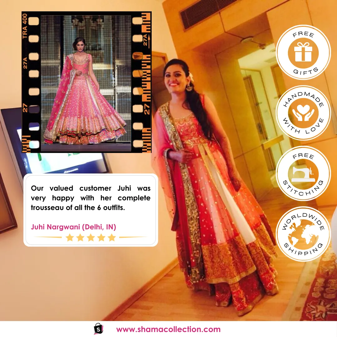 1002 Nargis Fakhri's pink anarkali lehenga Outfit Sets