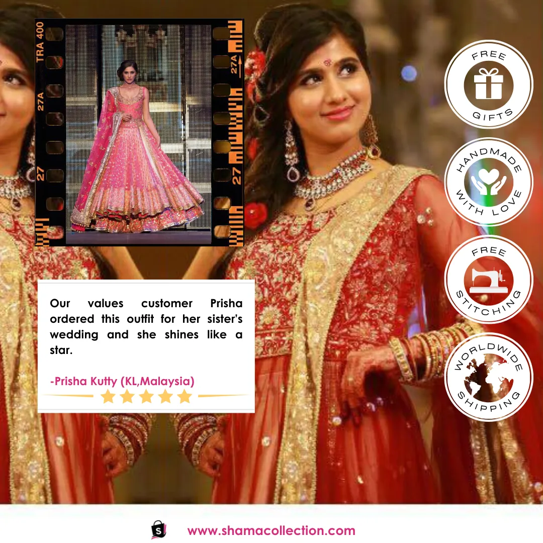 1002 Nargis Fakhri's pink anarkali lehenga Outfit Sets