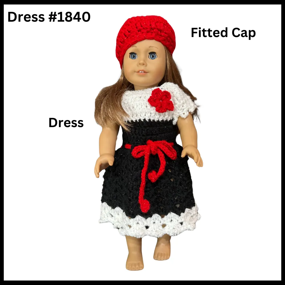 18 Inch Crocheted Doll Dress Set #1840