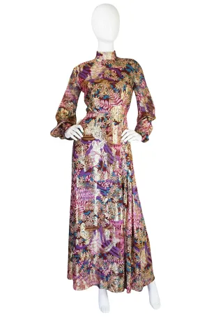 1960s Metallic Silk Chiffon Malcolm Starr Dress
