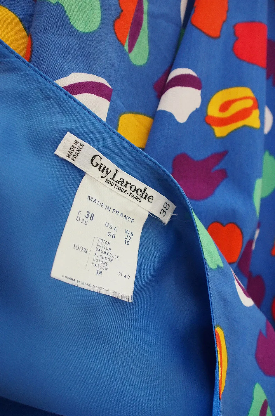 1970s Guy Laroche One Shoulder Bright & Pretty Print Dress