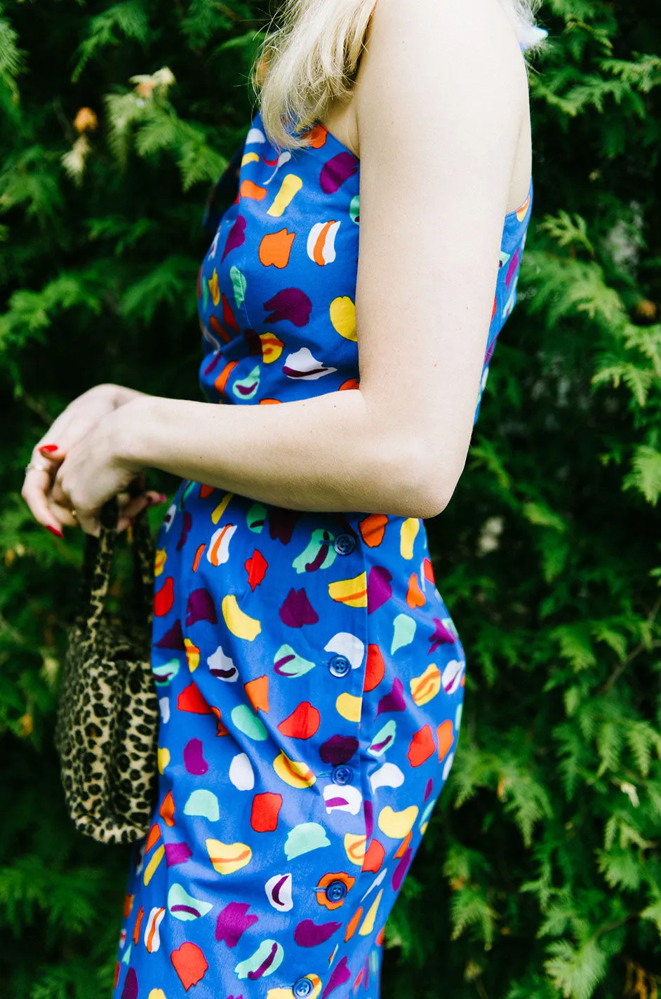1970s Guy Laroche One Shoulder Bright & Pretty Print Dress