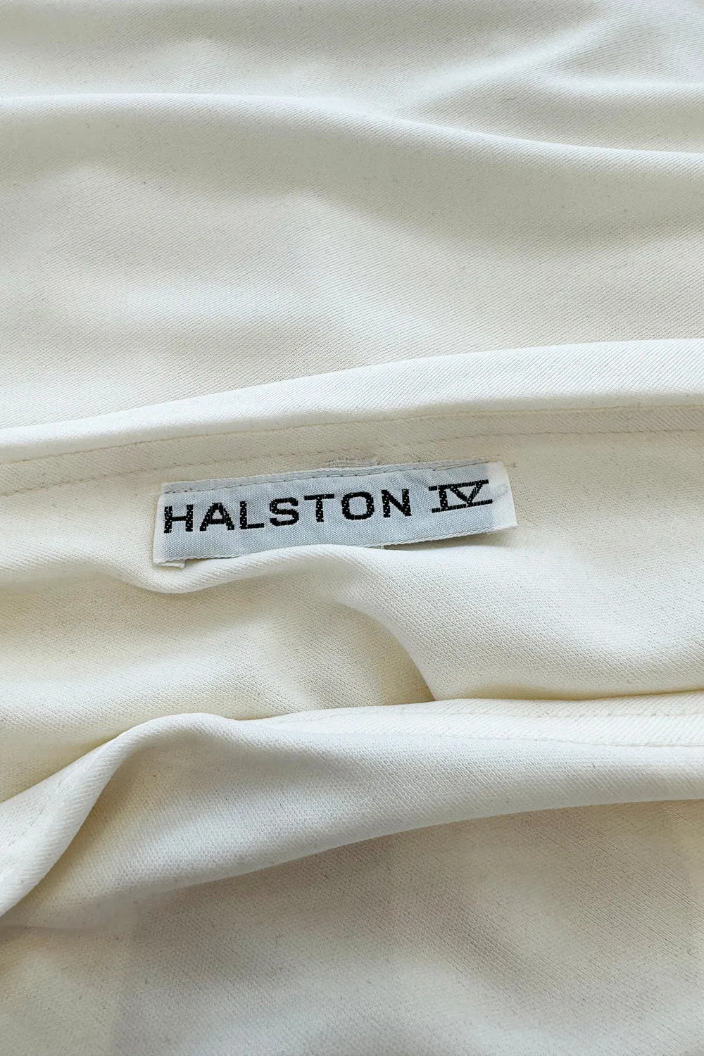 1978 Halston Off White Ivory One Shoulder Draped Jersey Maxi Dress