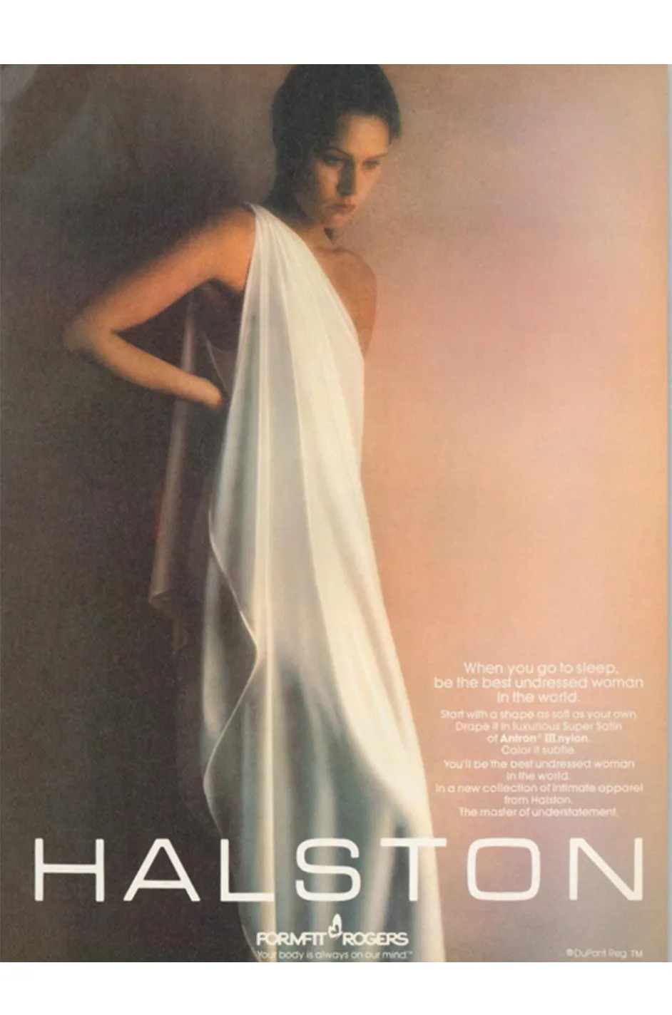 1978 Halston Off White Ivory One Shoulder Draped Jersey Maxi Dress