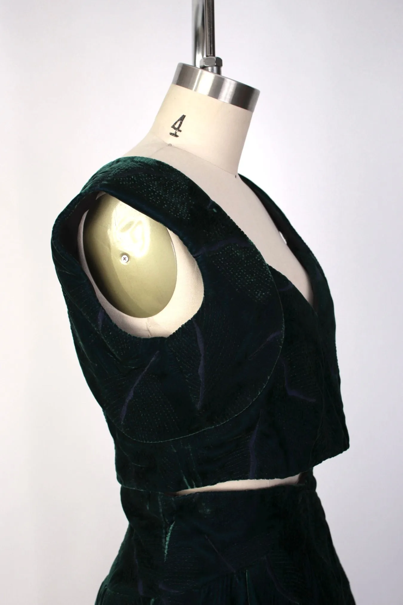 1980s Arnold Scaasi Velvet Embroidered Skirt Set