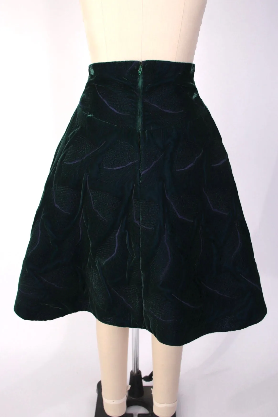 1980s Arnold Scaasi Velvet Embroidered Skirt Set