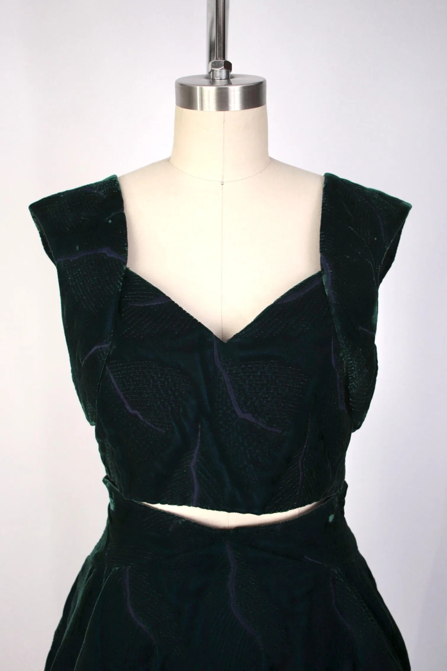 1980s Arnold Scaasi Velvet Embroidered Skirt Set