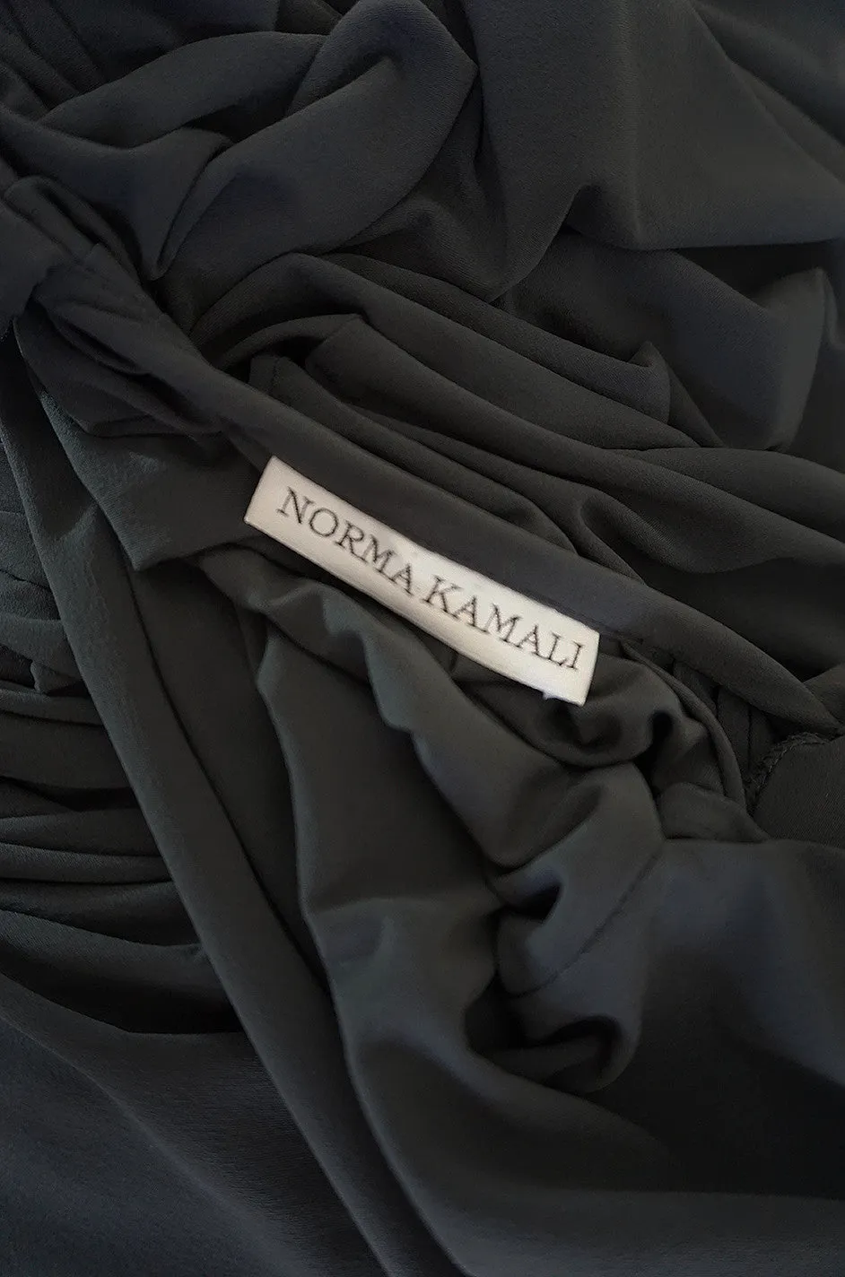 1980s Gray Norma Kamali Jersey Dress & Shawl Set