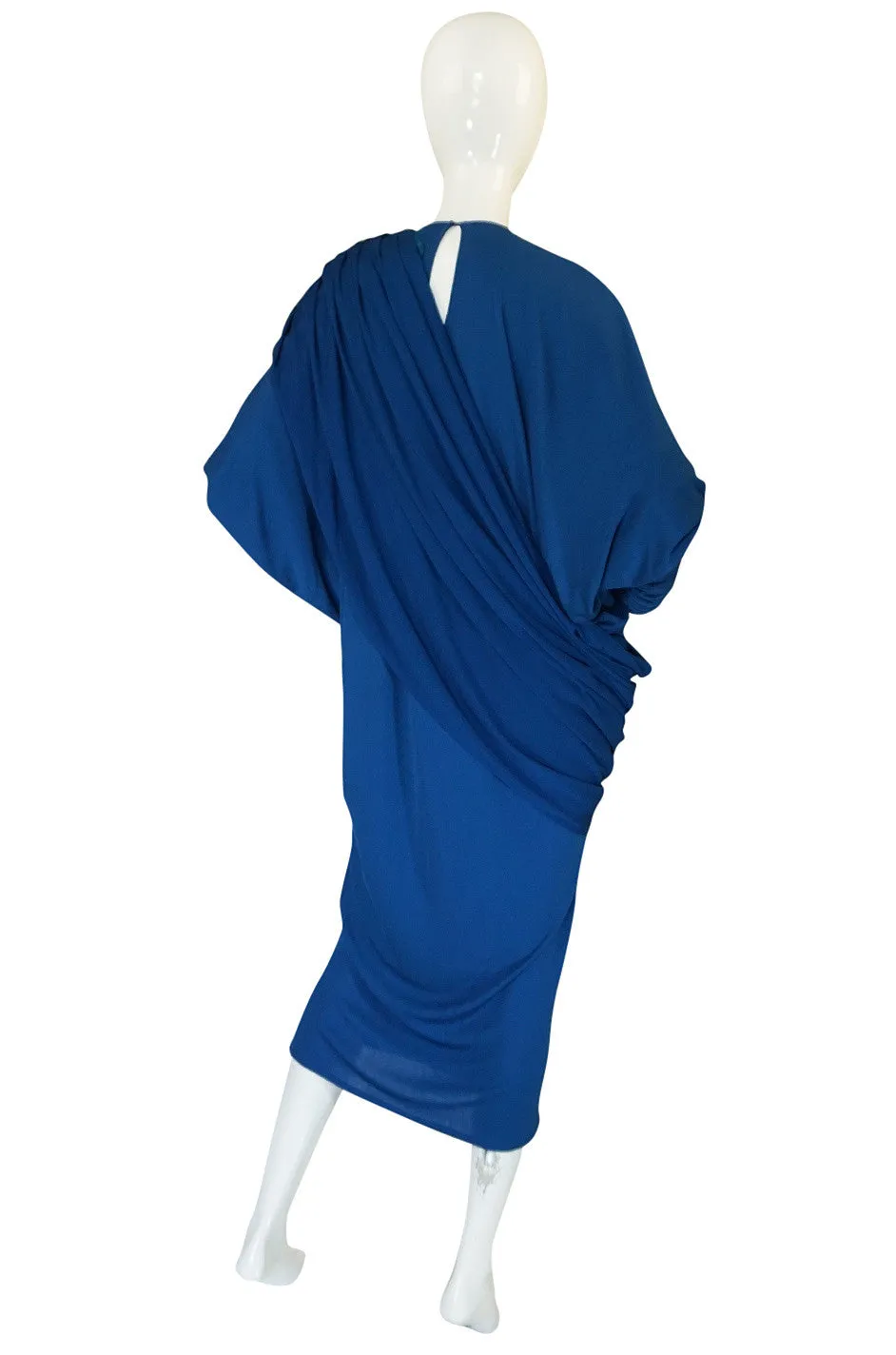 1980s OMO Norma Kamali Jersey Dramatic Sleeved Dress