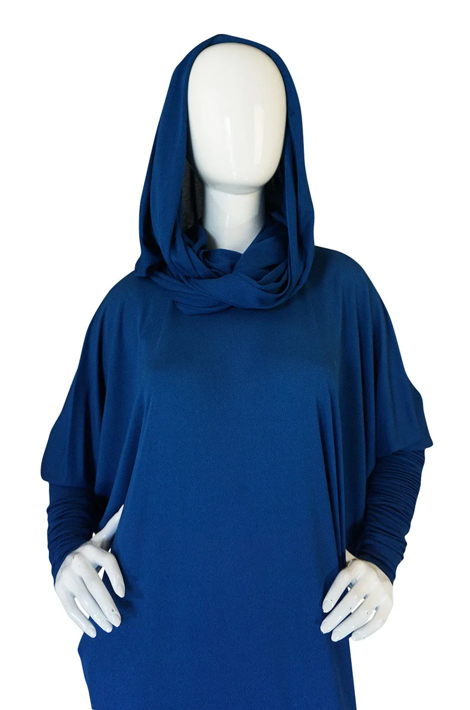 1980s OMO Norma Kamali Jersey Dramatic Sleeved Dress