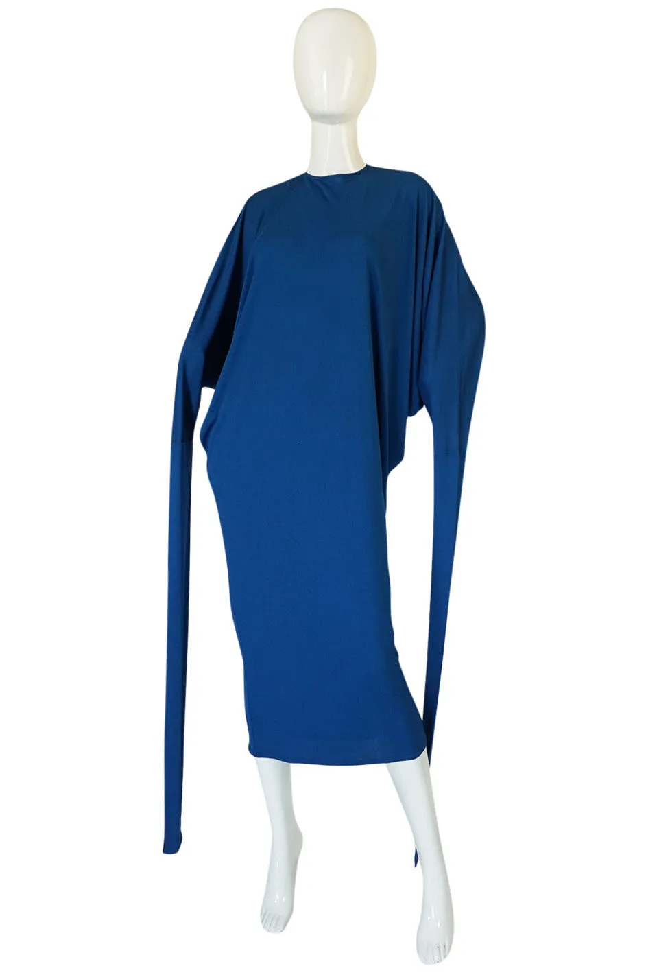 1980s OMO Norma Kamali Jersey Dramatic Sleeved Dress