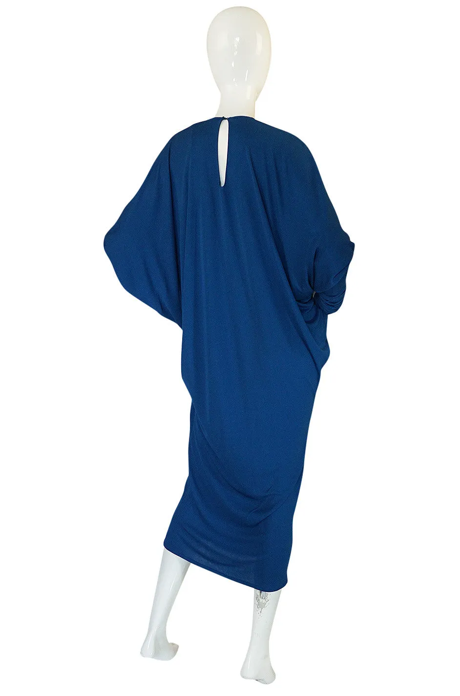 1980s OMO Norma Kamali Jersey Dramatic Sleeved Dress
