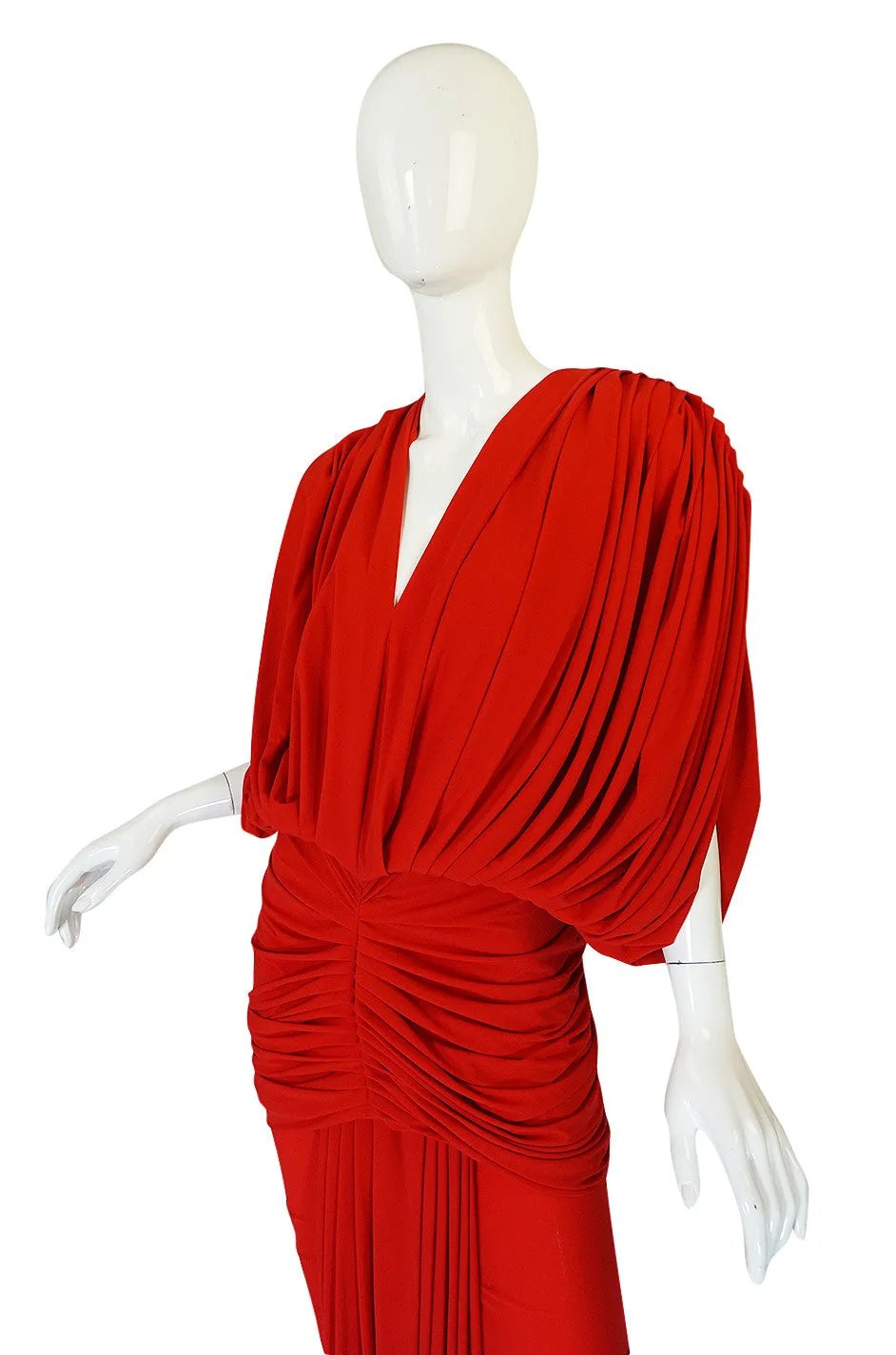 1980s Red Jersey Norma Kamali Multi Wear Dress Set