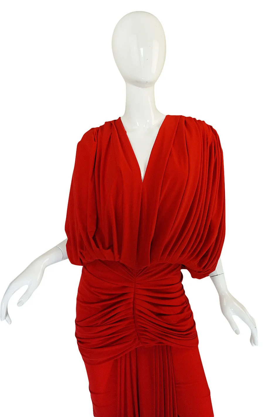 1980s Red Jersey Norma Kamali Multi Wear Dress Set