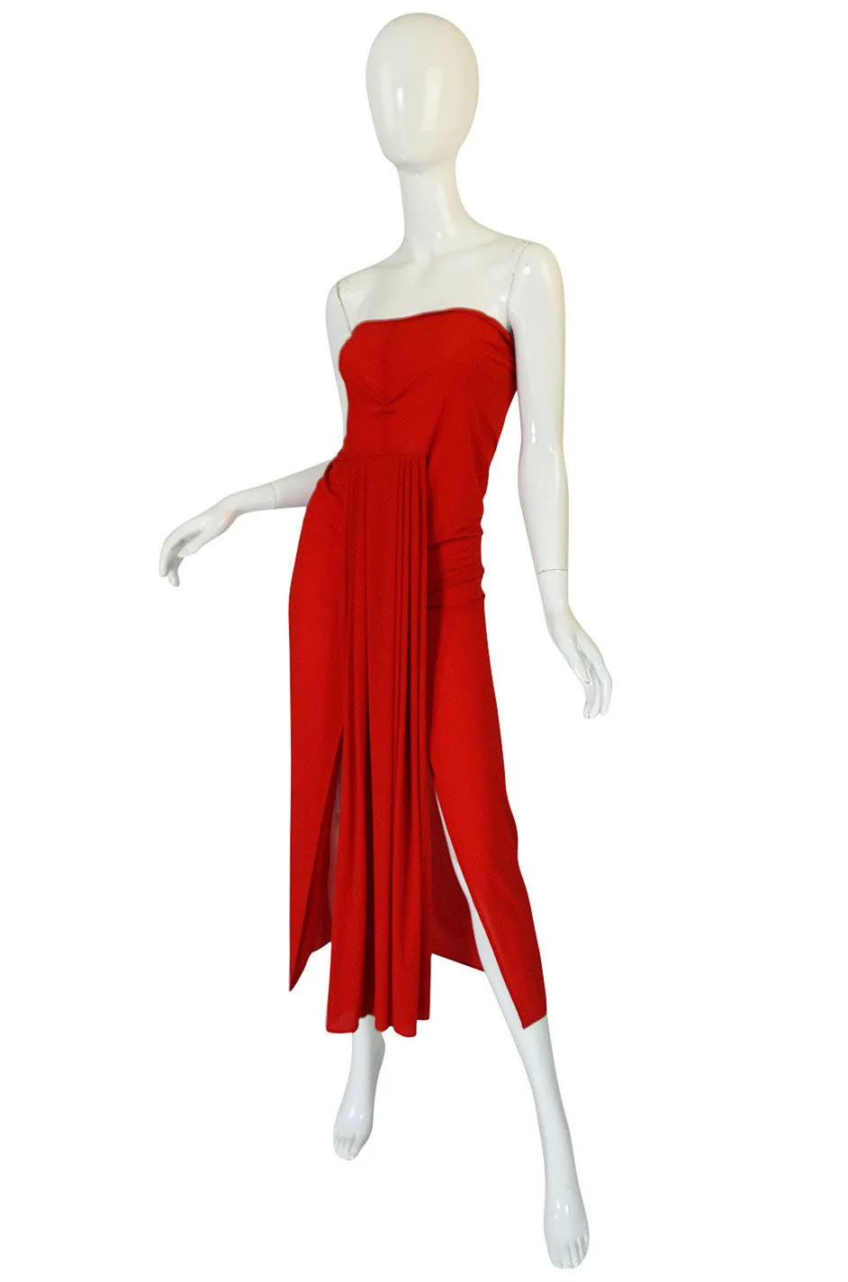 1980s Red Jersey Norma Kamali Multi Wear Dress Set
