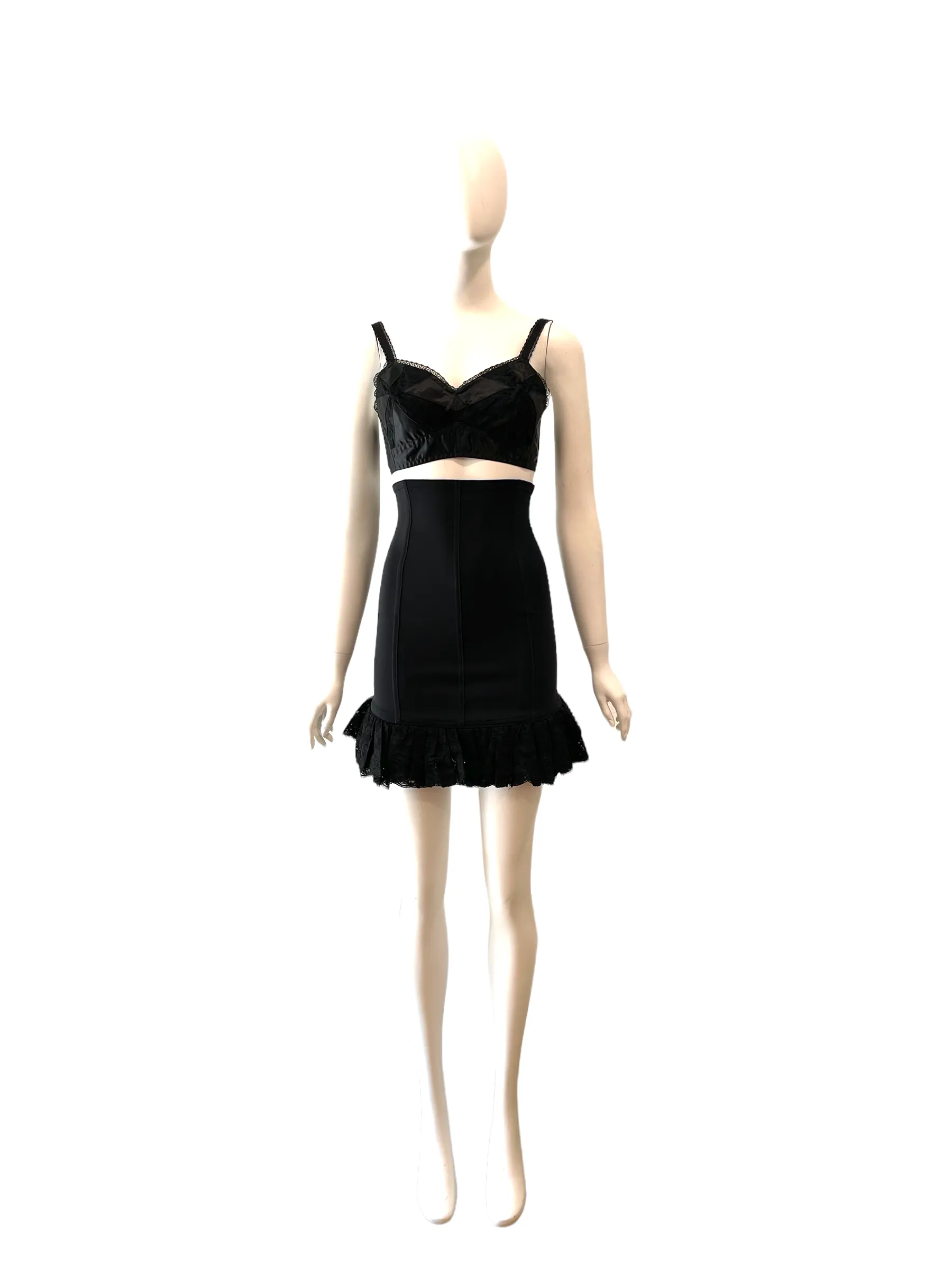 1991 Dolce & Gabbana High Waist Corset Skirt Lace Top
