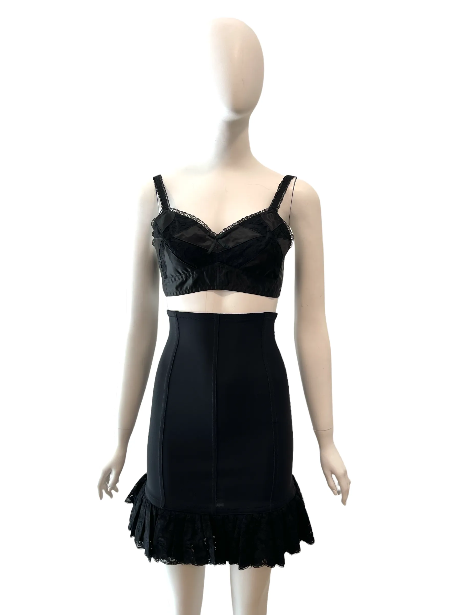 1991 Dolce & Gabbana High Waist Corset Skirt Lace Top