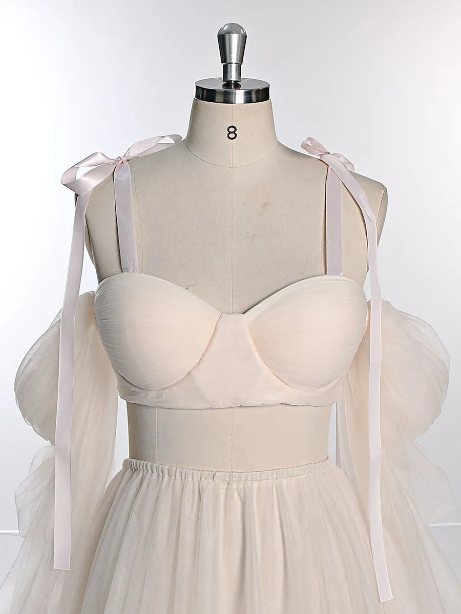 2 Piece Set Gown with Corset Top with Skirt Lace Up Back Maternity Photo Shoot Dress YEWEN YW230312