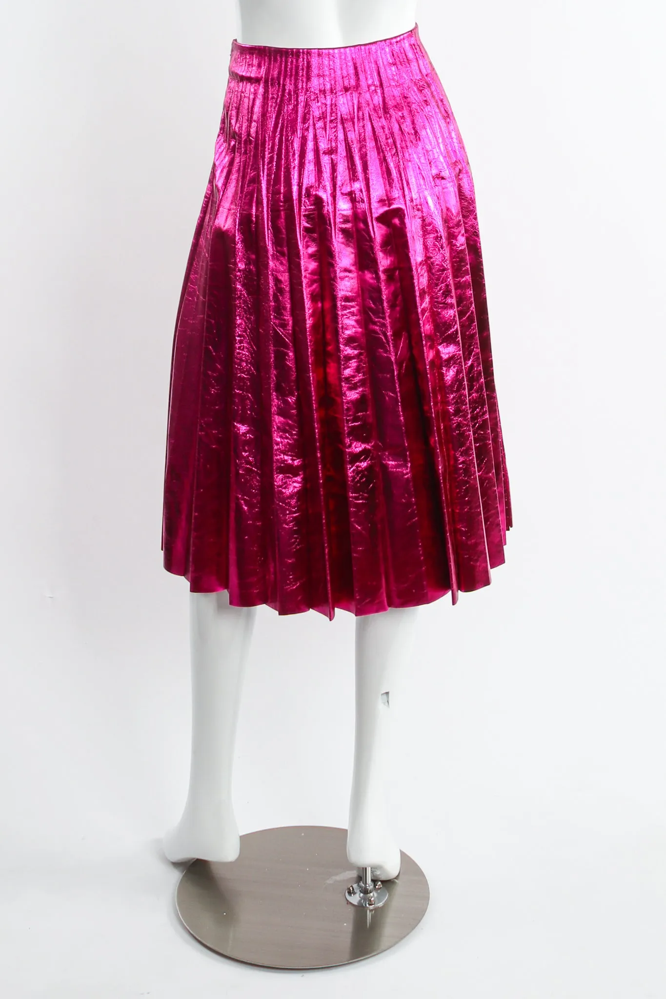 2017 Pre-Fall Metallic Plisse Pleated Leather Skirt