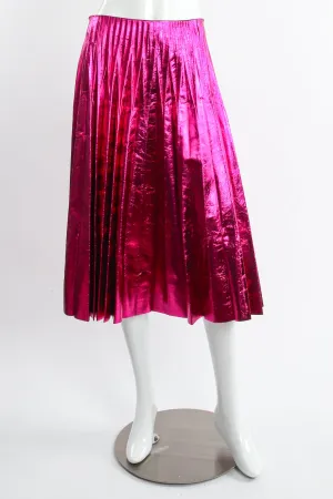 2017 Pre-Fall Metallic Plisse Pleated Leather Skirt