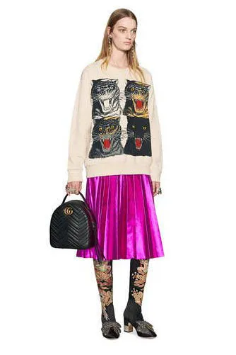 2017 Pre-Fall Metallic Plisse Pleated Leather Skirt
