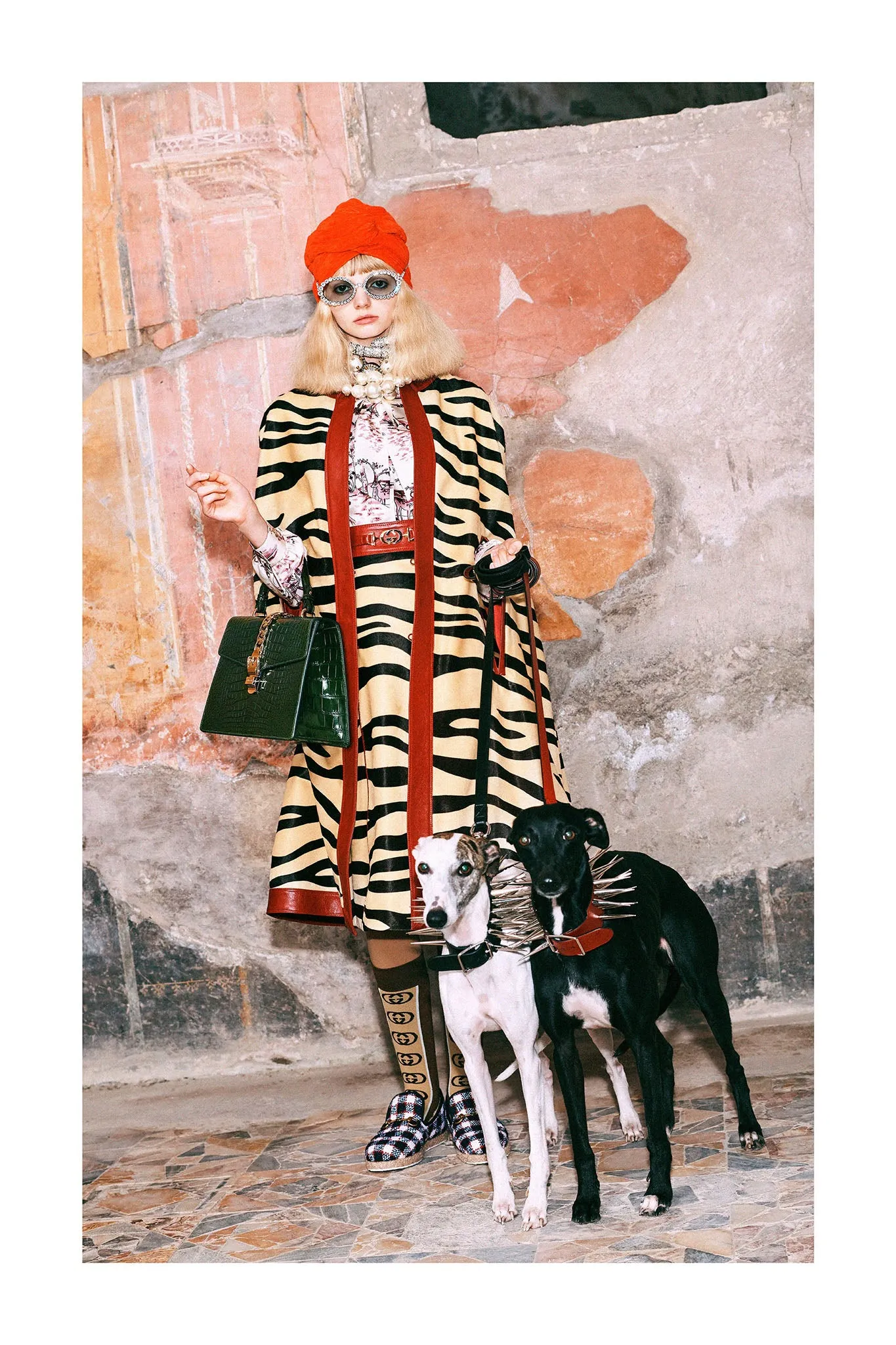 2019 Pre-Fall Tiger Print Pony Hair Leather Skirt