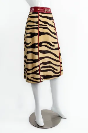 2019 Pre-Fall Tiger Print Pony Hair Leather Skirt