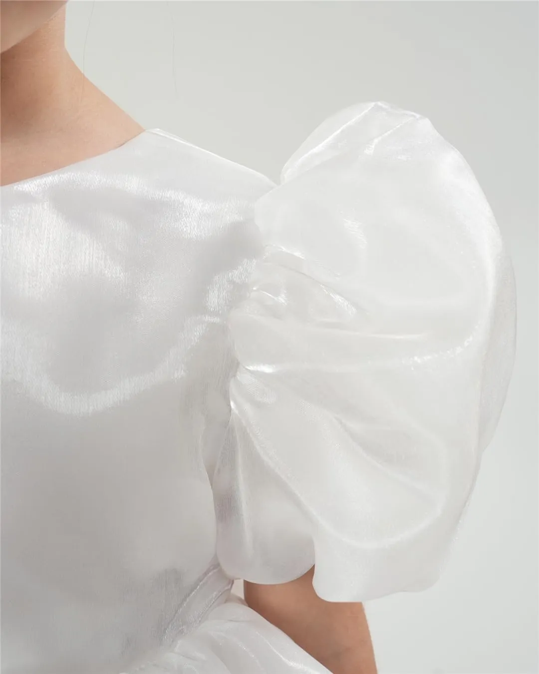 2Bunnies Girls' Organza Puff Sleeve Bow Tiered Fit & Flare Dress