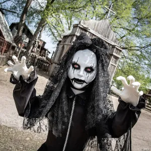 5 Ft. 6" Jaw-Dropping Scary Bride with Black Dress Standing Prop