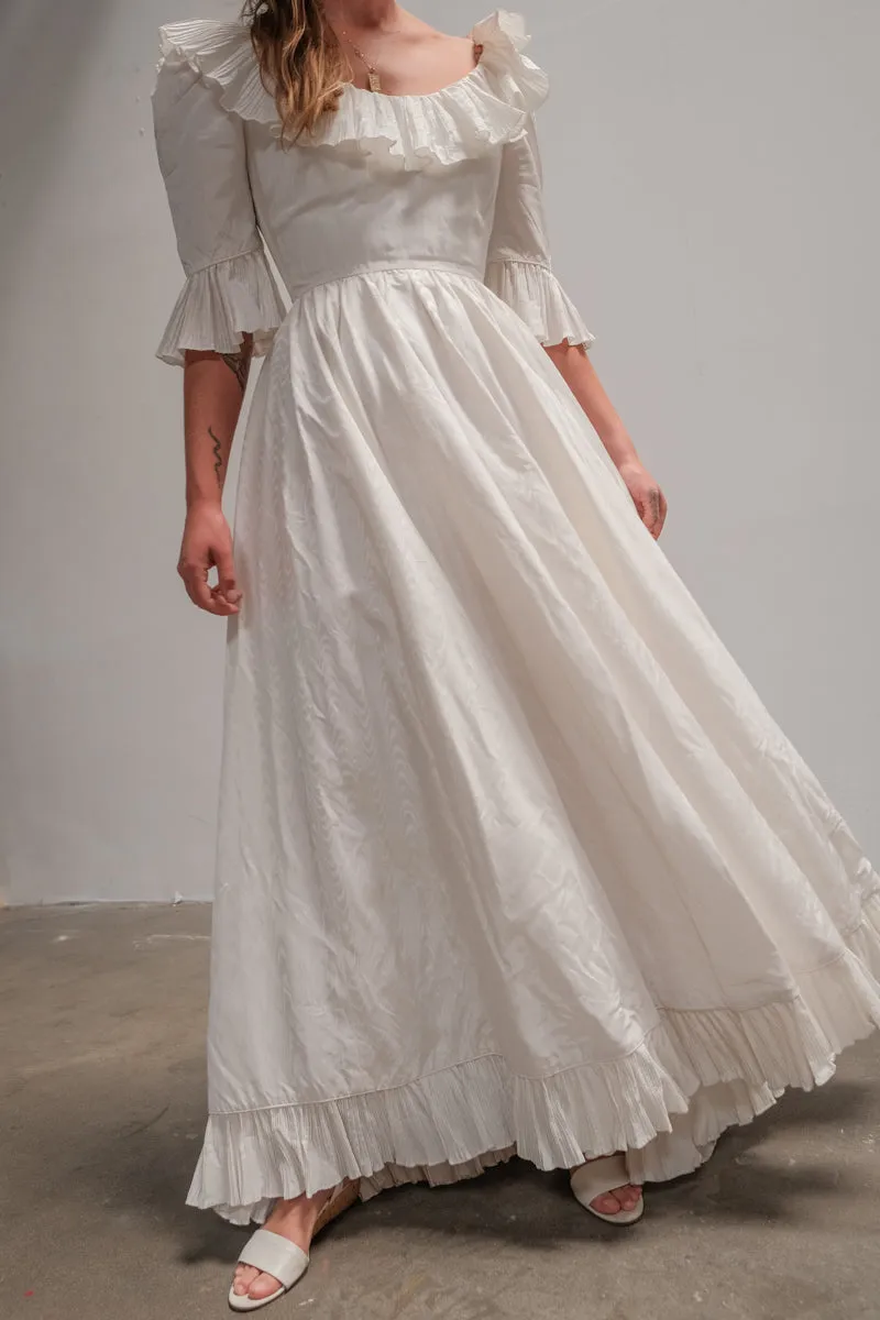 70's Rayon Taffeta Wedding Gown