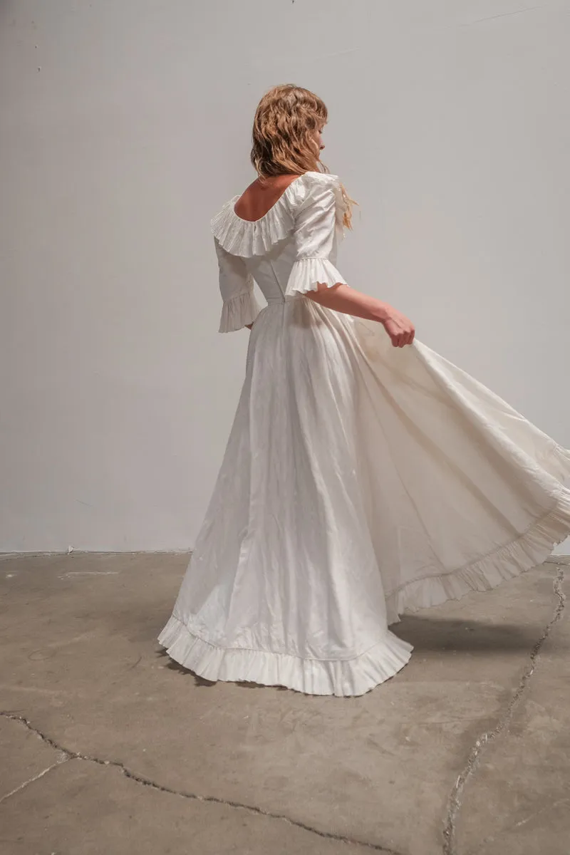 70's Rayon Taffeta Wedding Gown