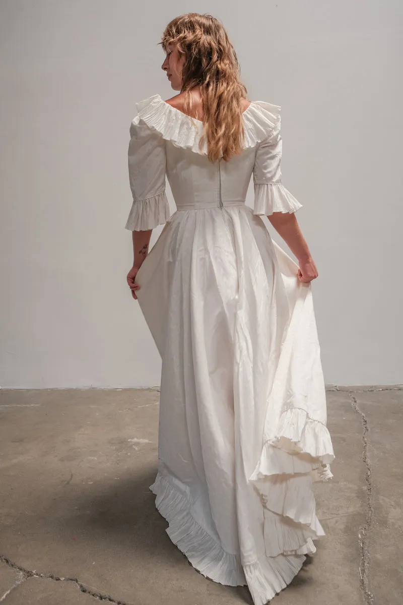 70's Rayon Taffeta Wedding Gown