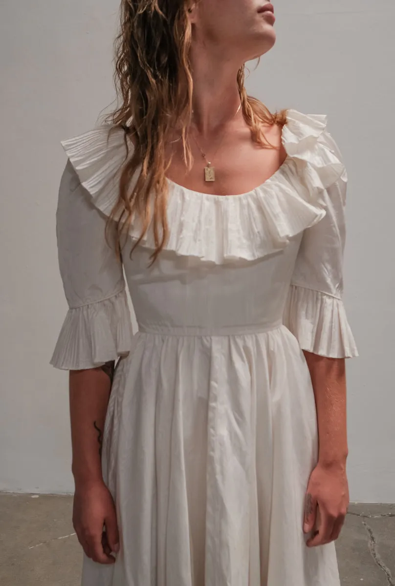 70's Rayon Taffeta Wedding Gown