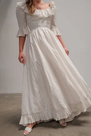 70's Rayon Taffeta Wedding Gown