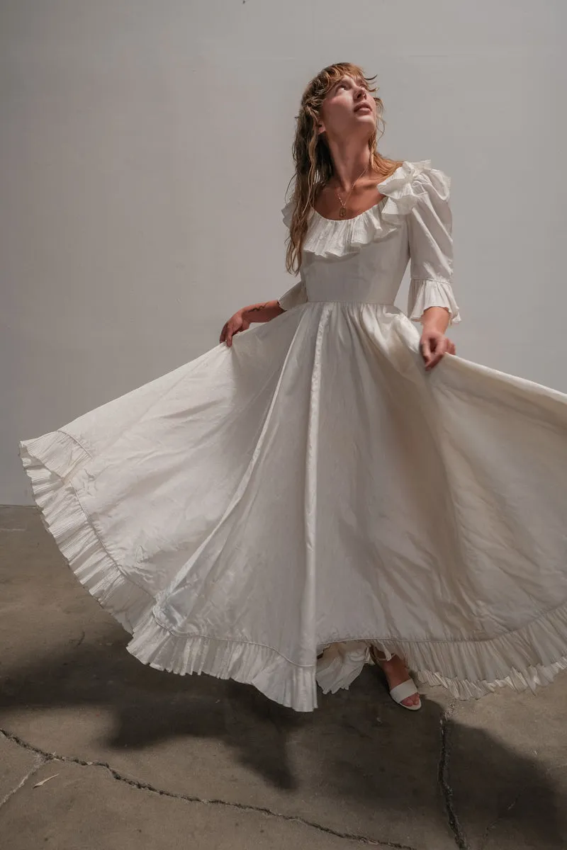 70's Rayon Taffeta Wedding Gown