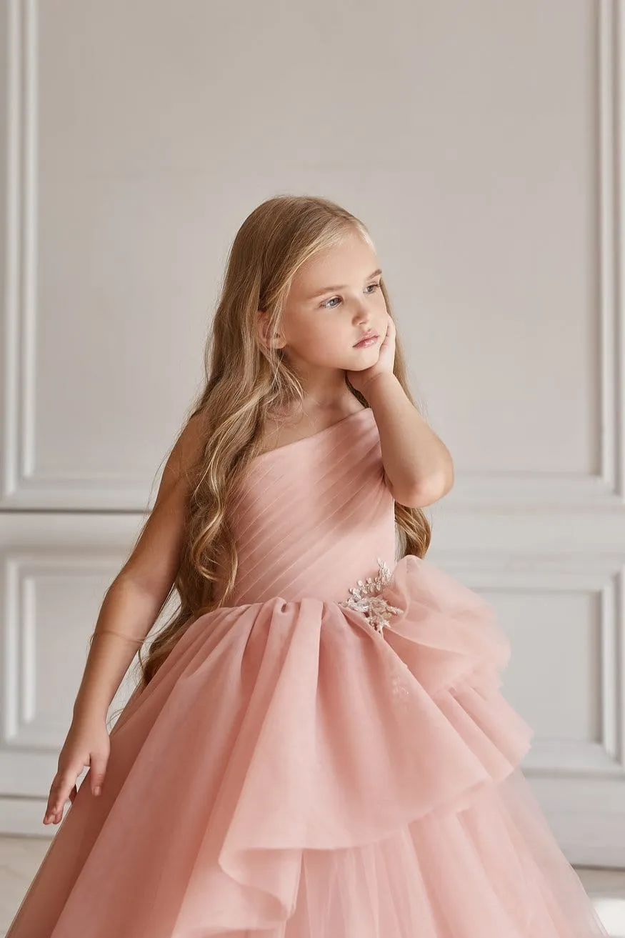 AB051 One shoulder Tulle dress