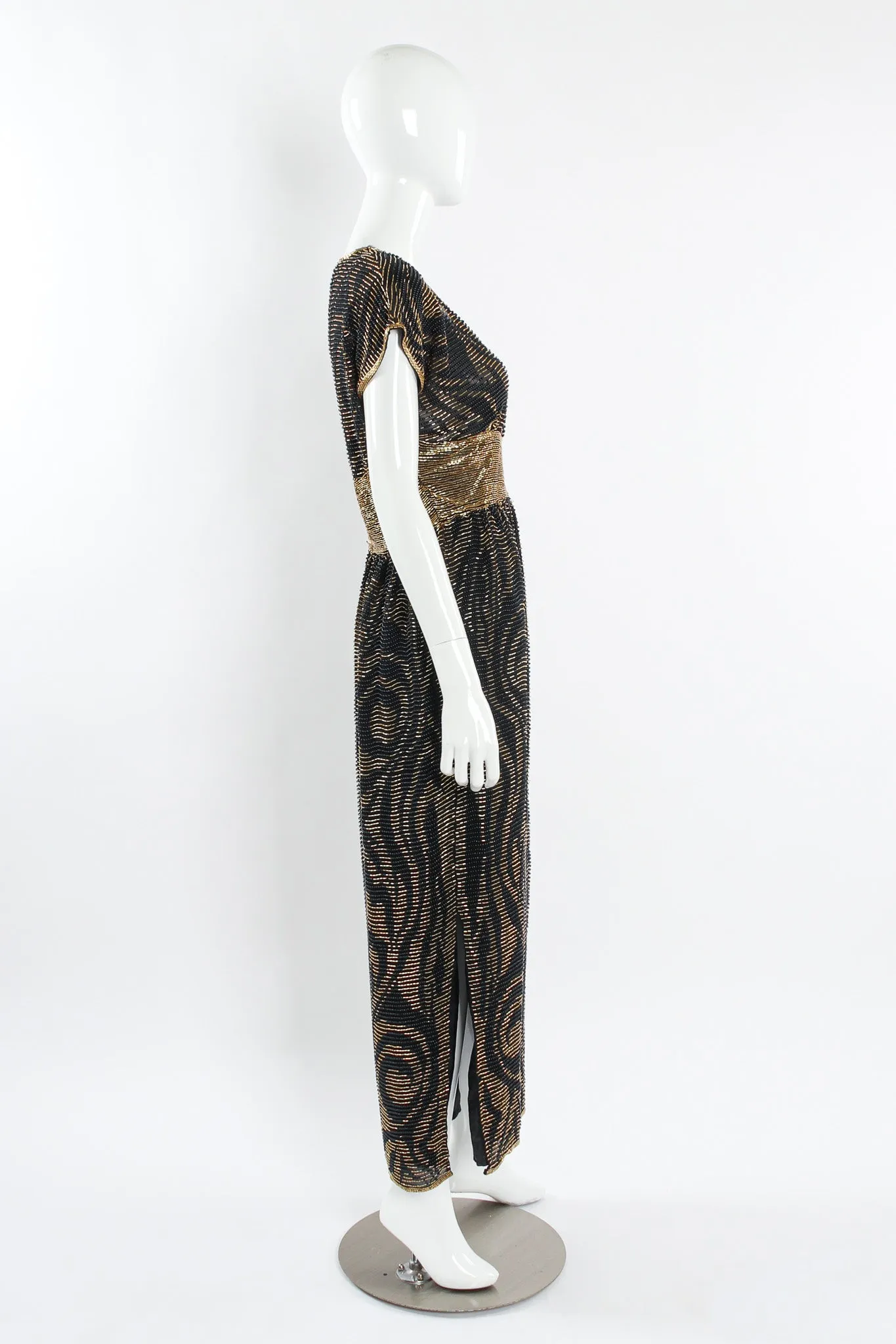 Abstract Swirl Beaded Silk Dress