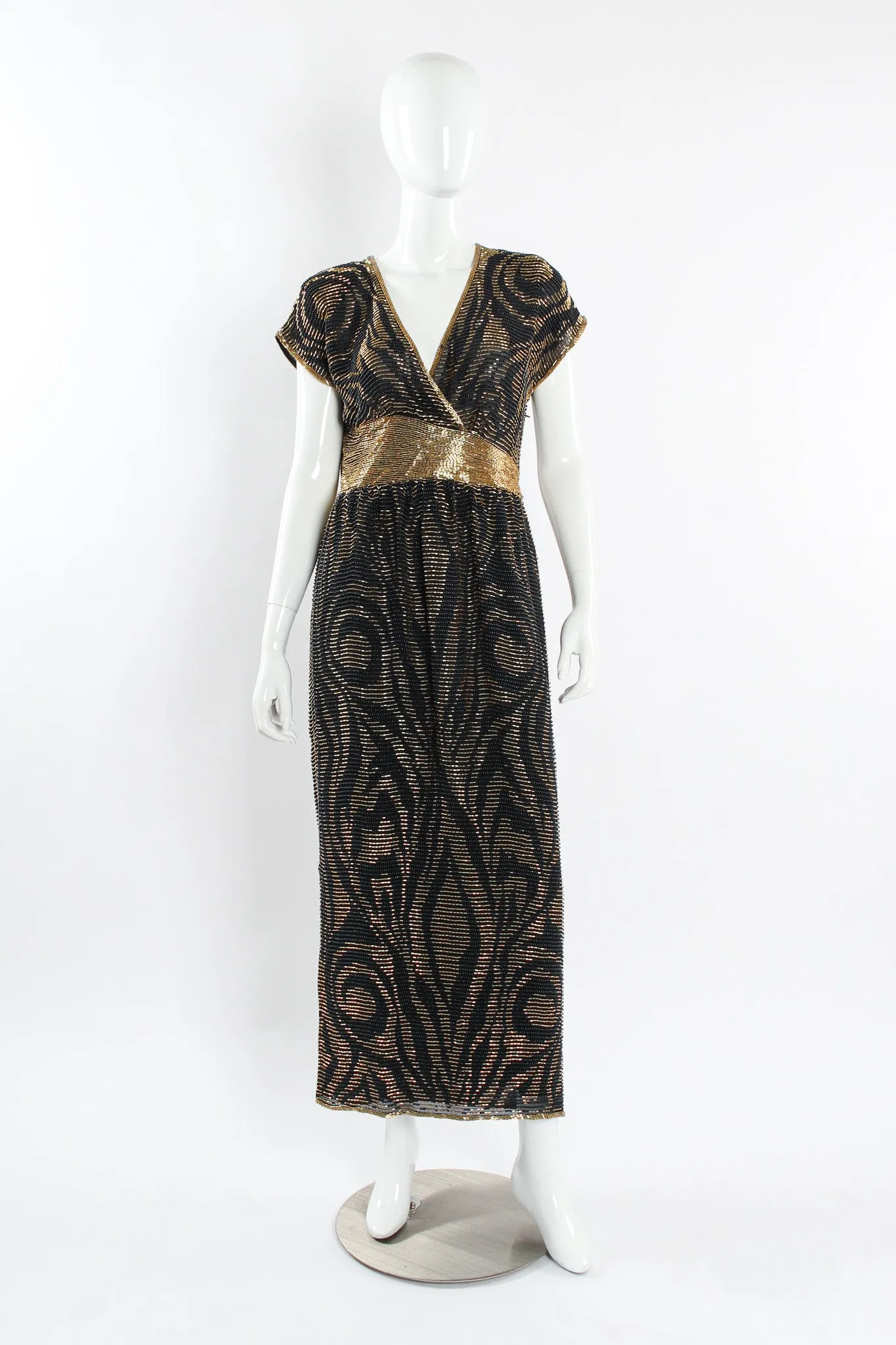 Abstract Swirl Beaded Silk Dress