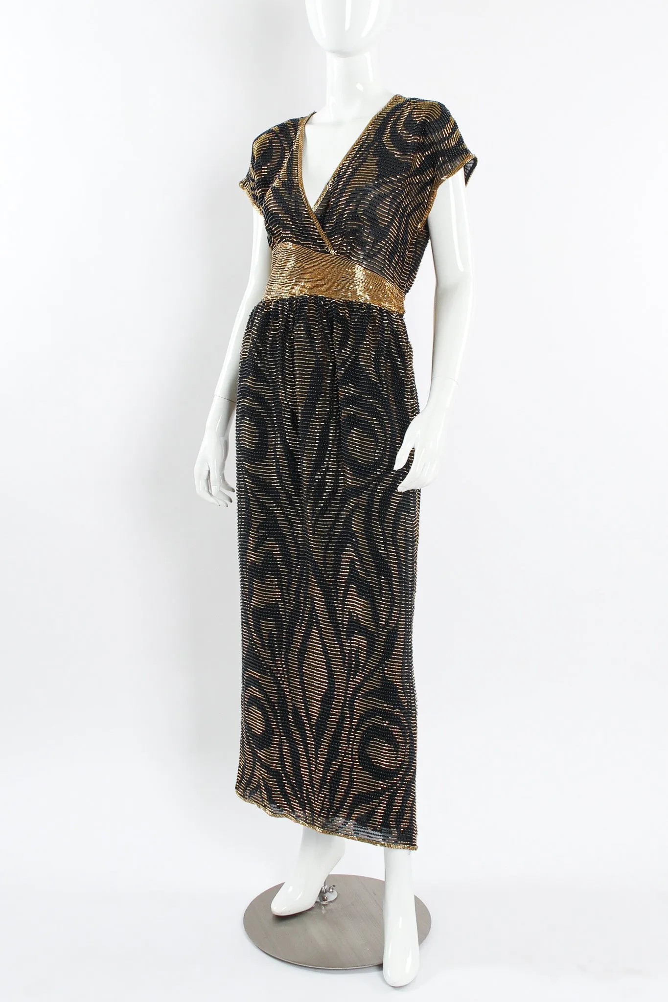 Abstract Swirl Beaded Silk Dress