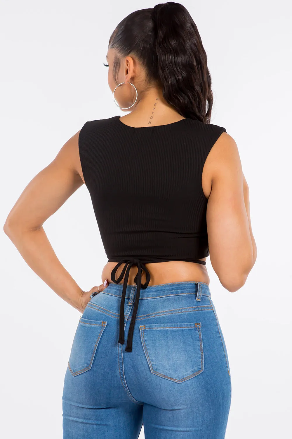 Addison Square Neck Crop Top - Black