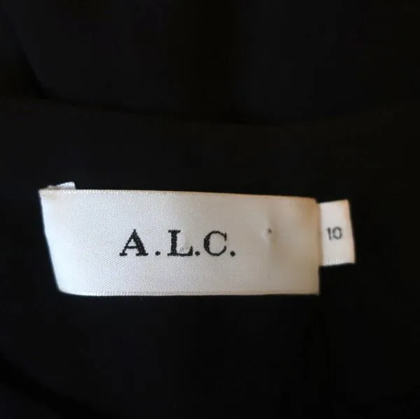 A.L.C. Dress Sidney Black/Gold Metallic Flocked Chiffon Size 10 Long Sleeve