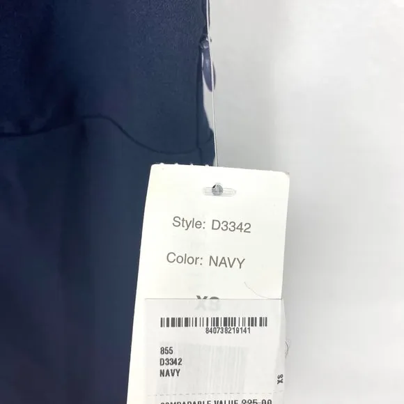Alexia Admor Olivia Draped One-Shoulder Satin Sheath Midi Dress Navy Blue