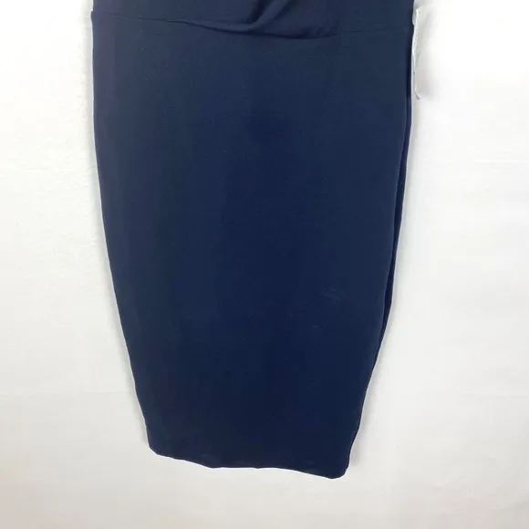 Alexia Admor Olivia Draped One-Shoulder Satin Sheath Midi Dress Navy Blue