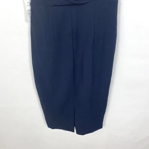 Alexia Admor Olivia Draped One-Shoulder Satin Sheath Midi Dress Navy Blue