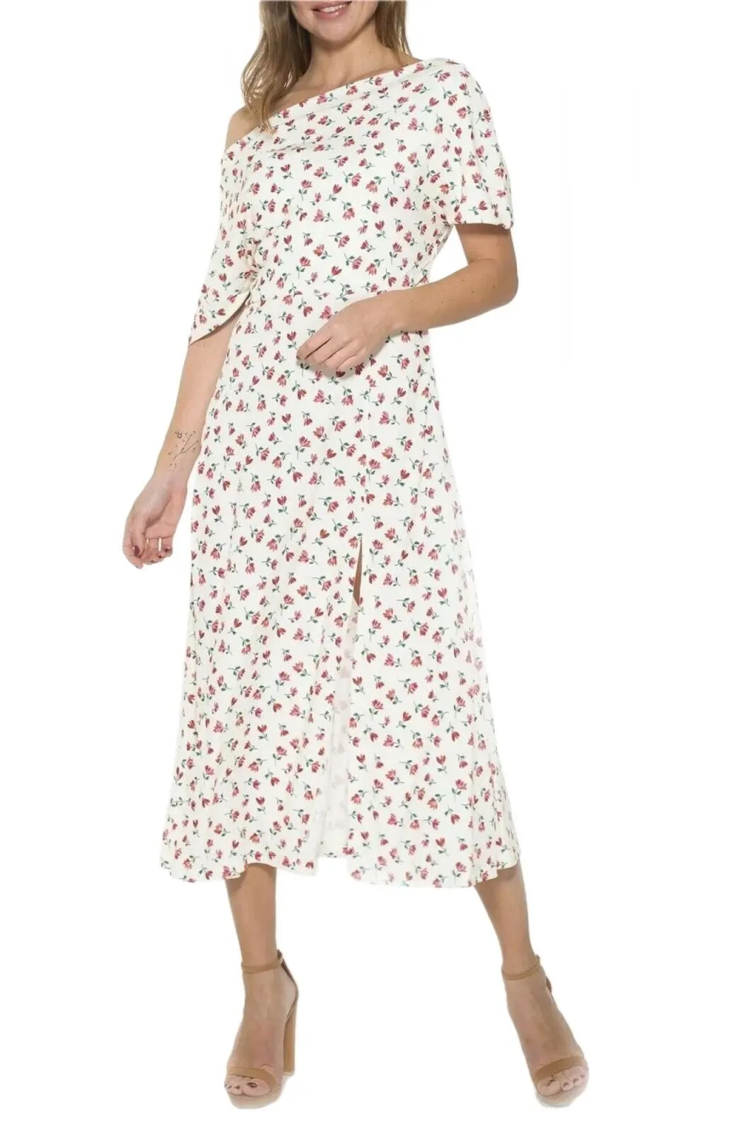 Alexia Admor Women's Kaelyn Draped One Shoulder Floral Midi Dress