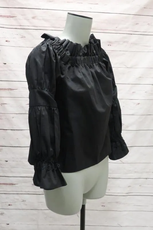 Alexis Top Ellen Black Cotton Size Extra Small Off-Shoulder Long Sleeve Blouse
