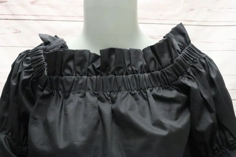 Alexis Top Ellen Black Cotton Size Extra Small Off-Shoulder Long Sleeve Blouse